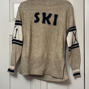 LOFT Beige and Black Cowl Neck Sweater